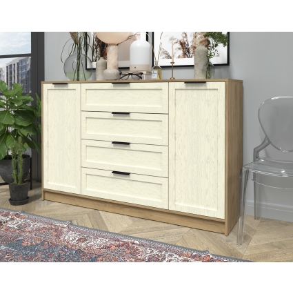 Тумба Тренд КТ-Т160 (Дуб золотой ЛДСП/ Дуб снежный ЛМДФ) Ш1600 В1020 Г451